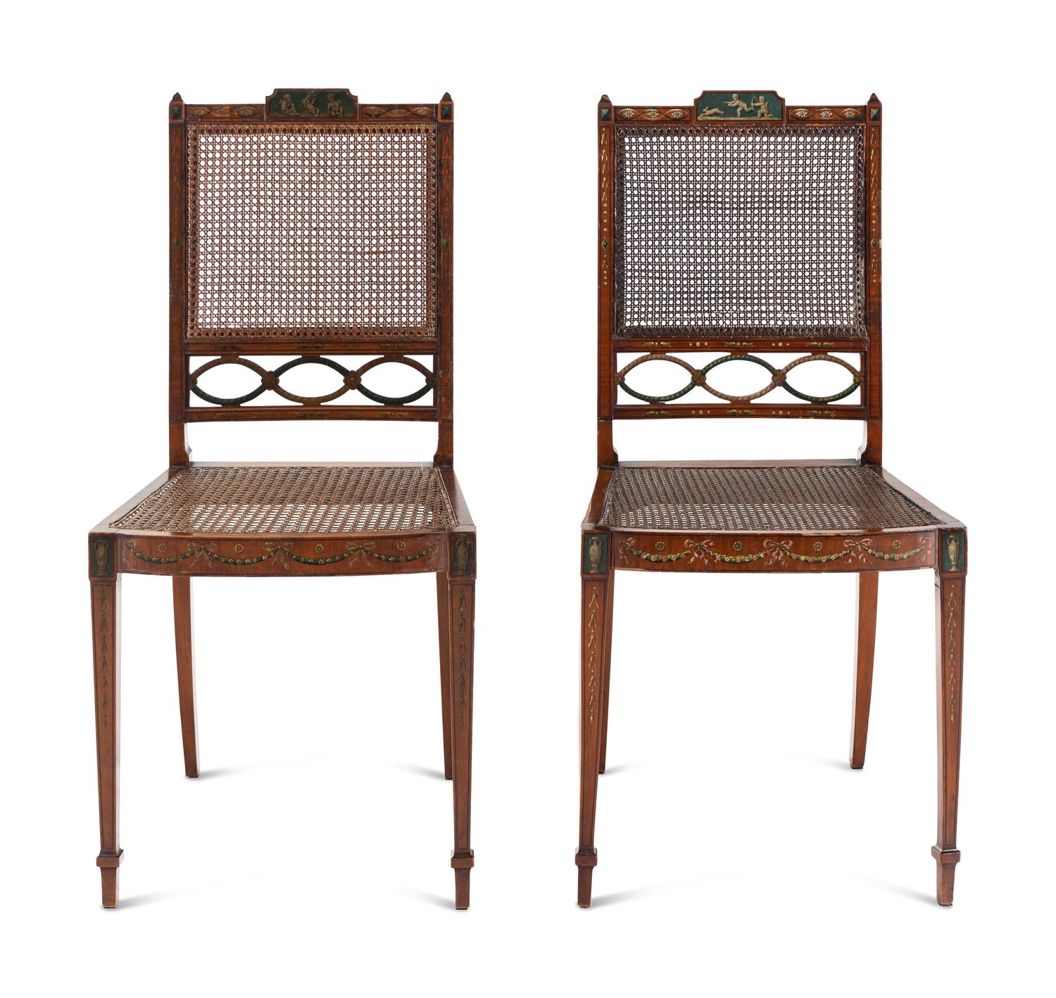A Pair of Edwardian Painted Side Chairs