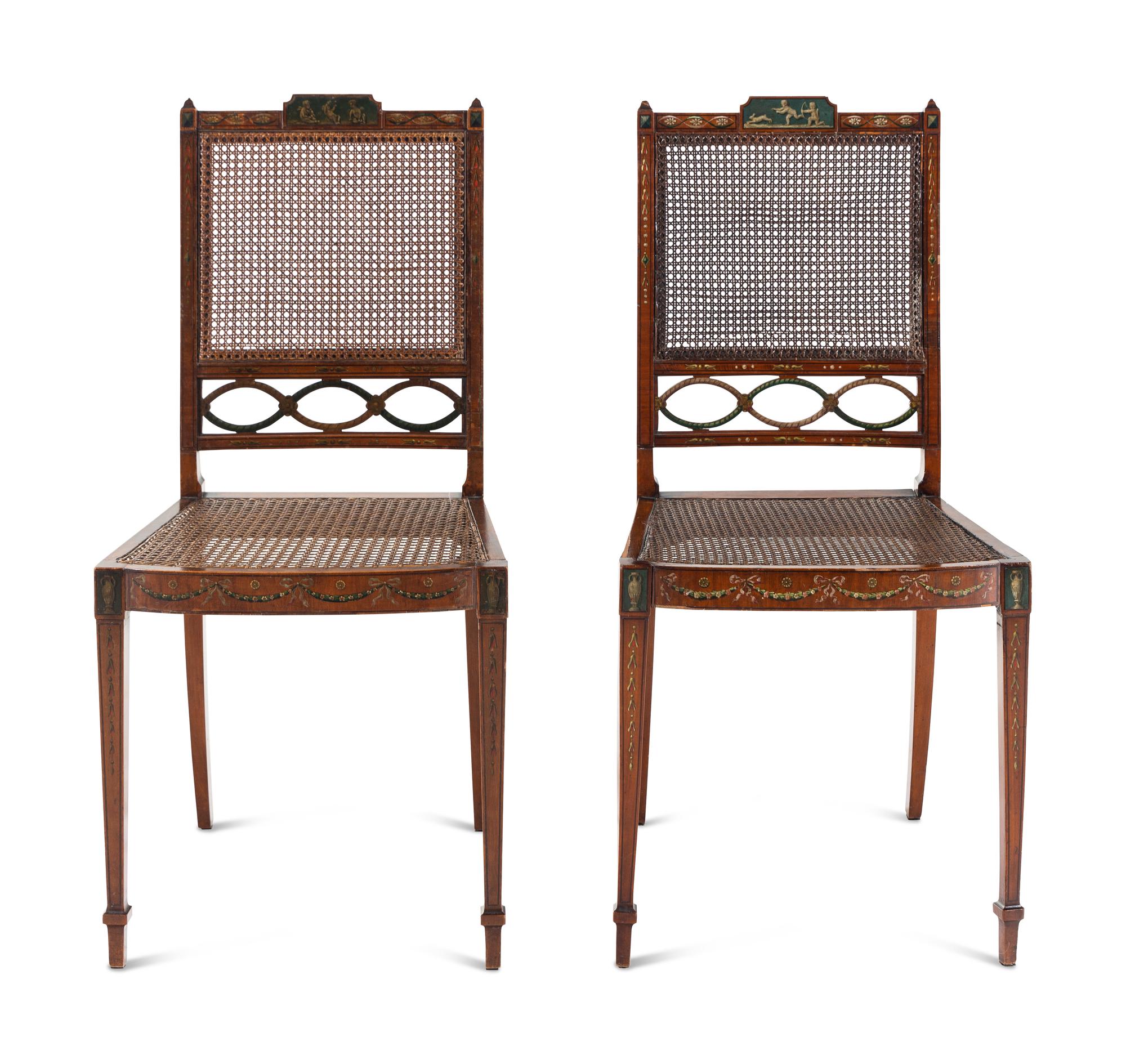 A Pair of Edwardian Painted Side Chairs