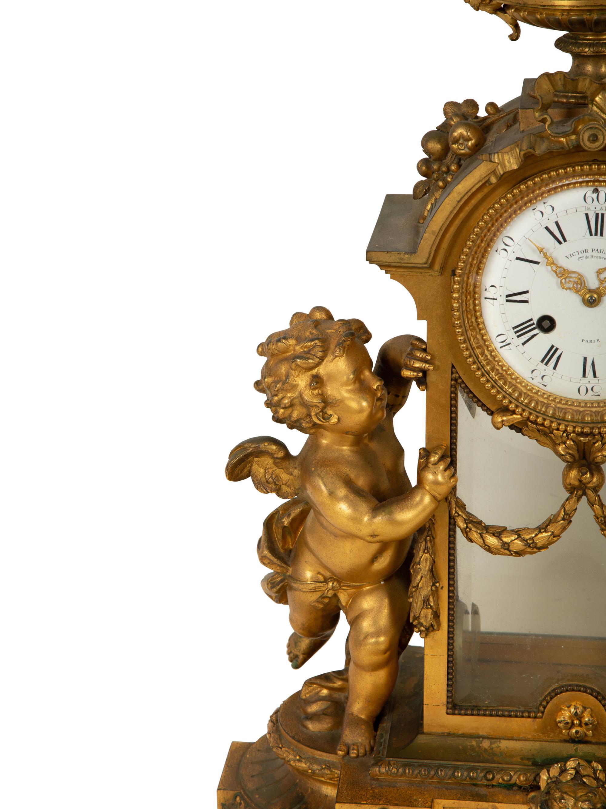 A Napoleon III Gilt Bronze Mantel Clock by Victor Paillard