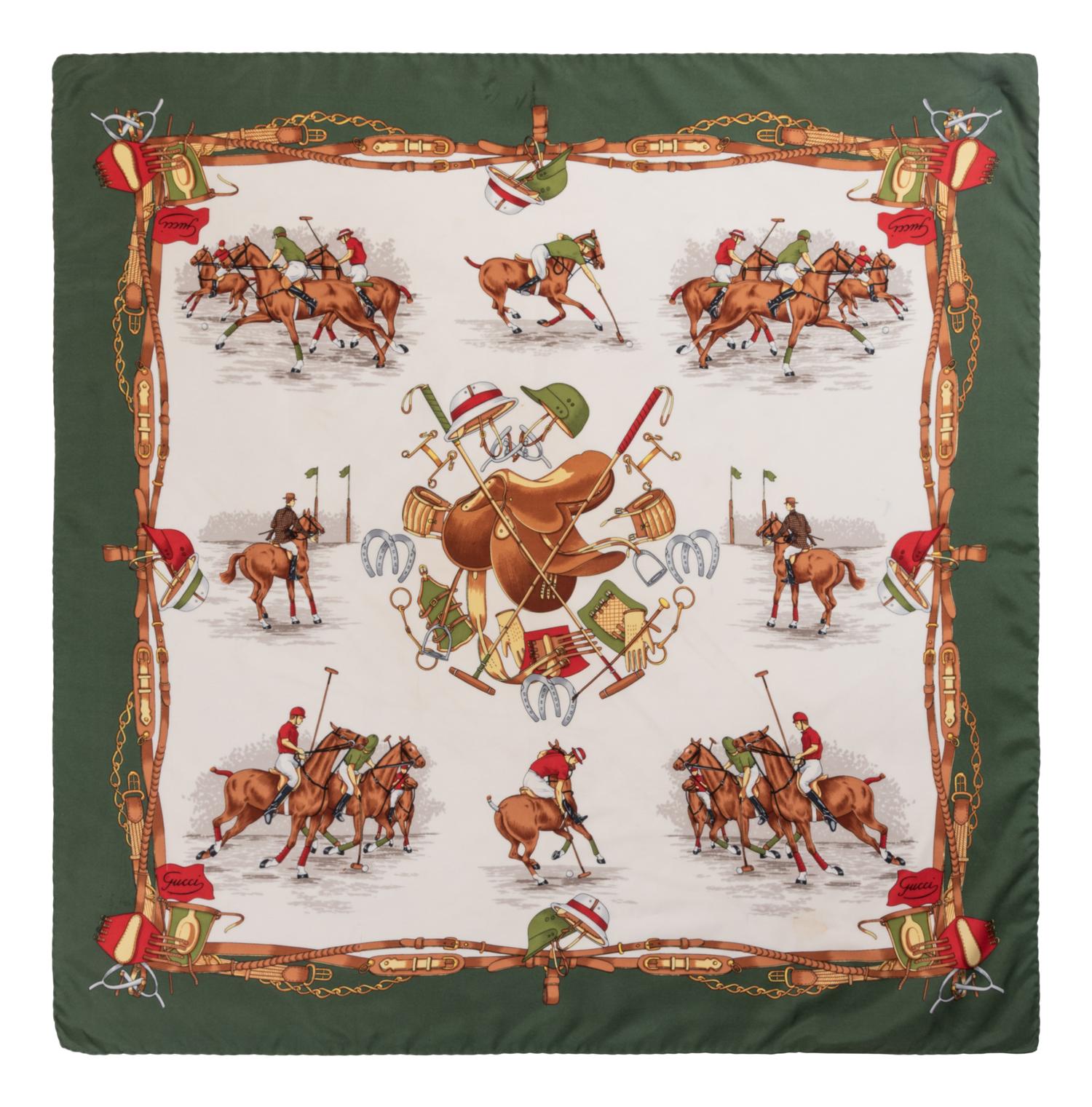 Four Designer Scarves: Two Hermès, Two Gucci