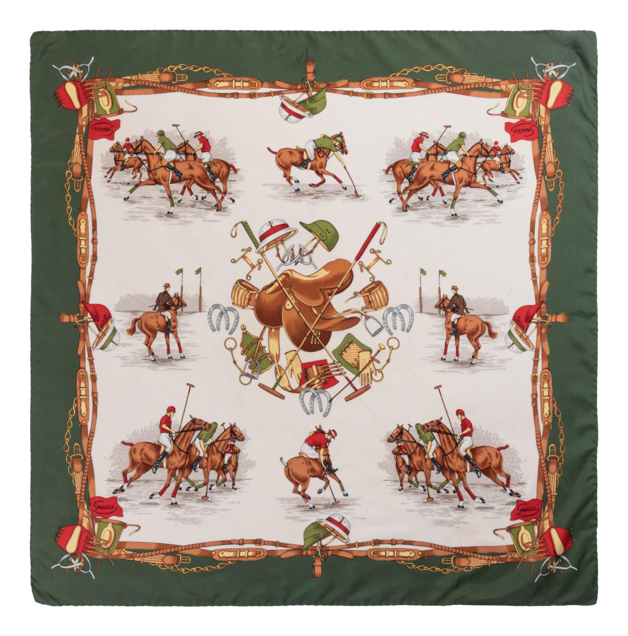 Four Designer Scarves: Two Hermès, Two Gucci