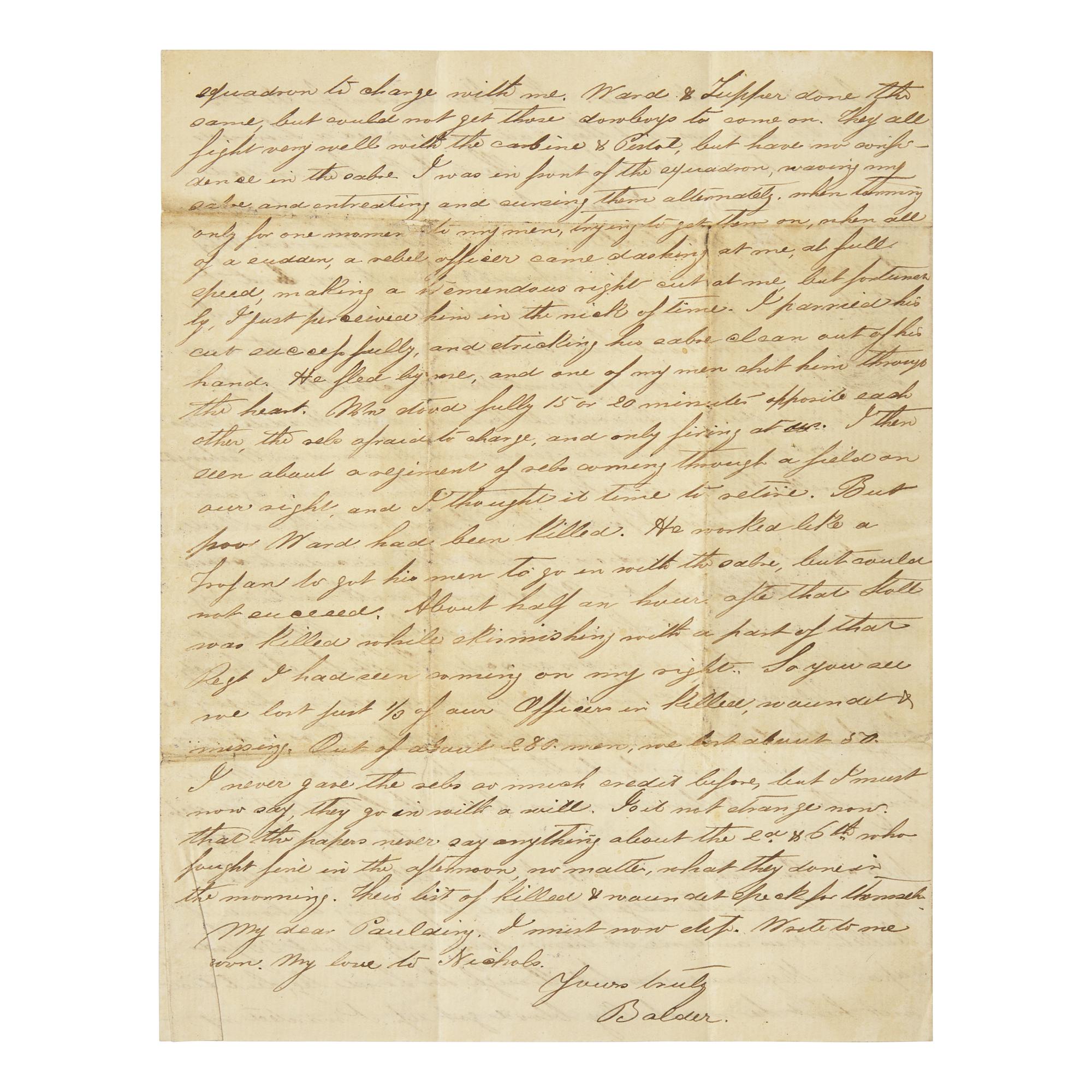 [Civil War] Balder, Christian. First-Hand Account of the Battle of Brandy Station