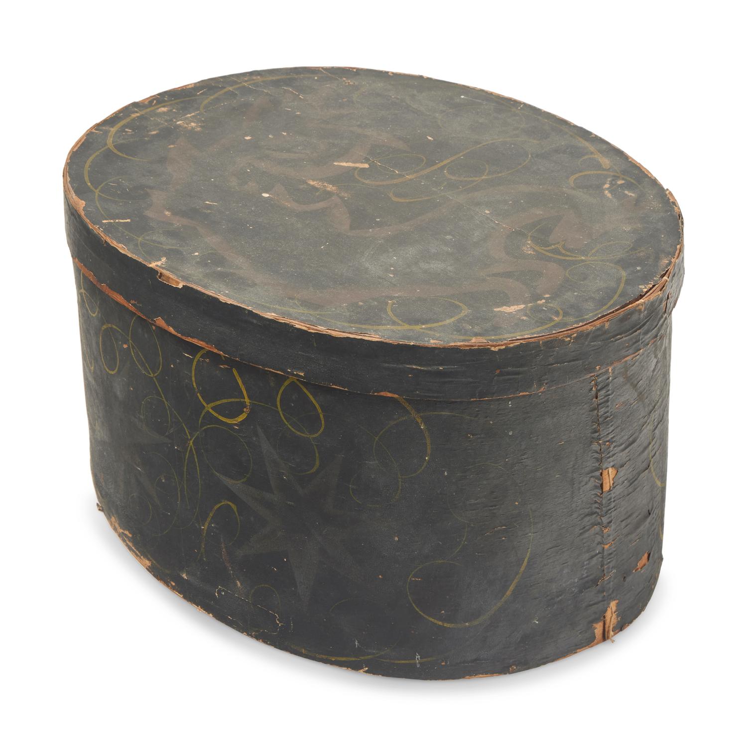 A Painted Paper Covered Hat Box