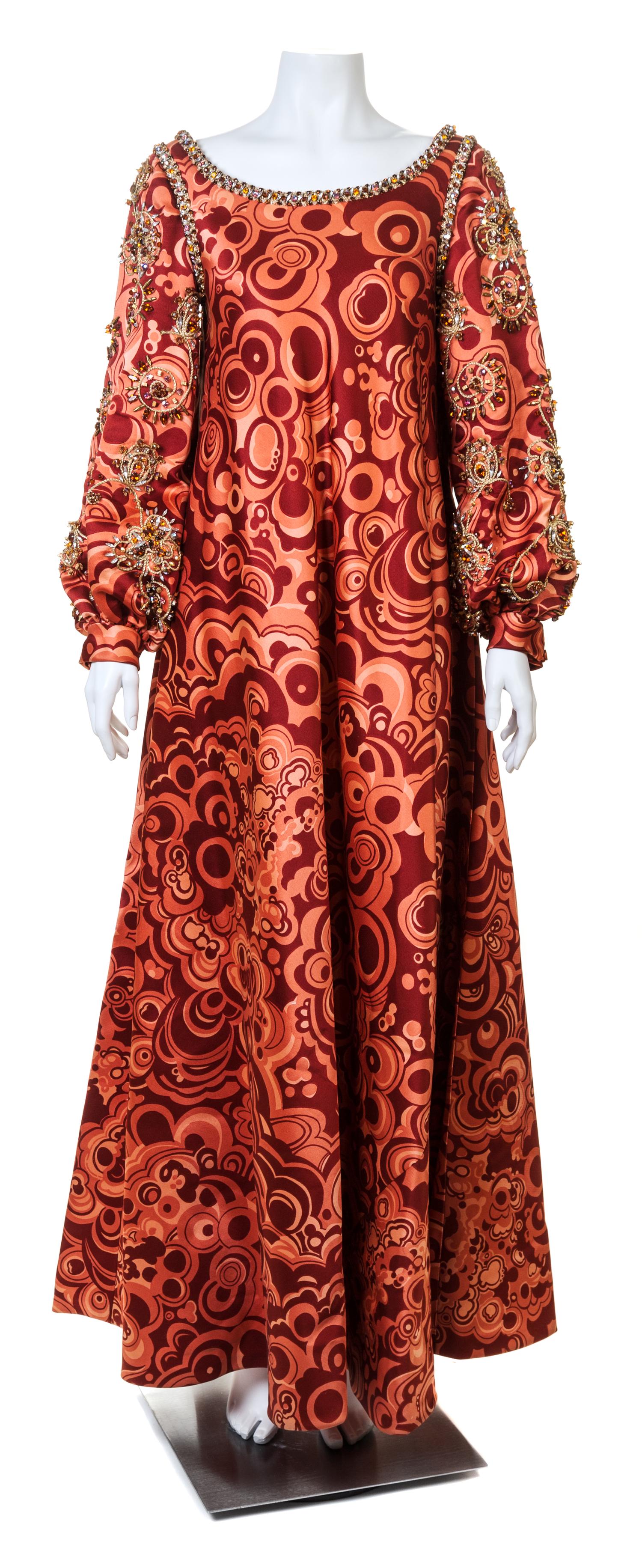 A Chester Weinberg Silk Geometric Print Caftan, No size.