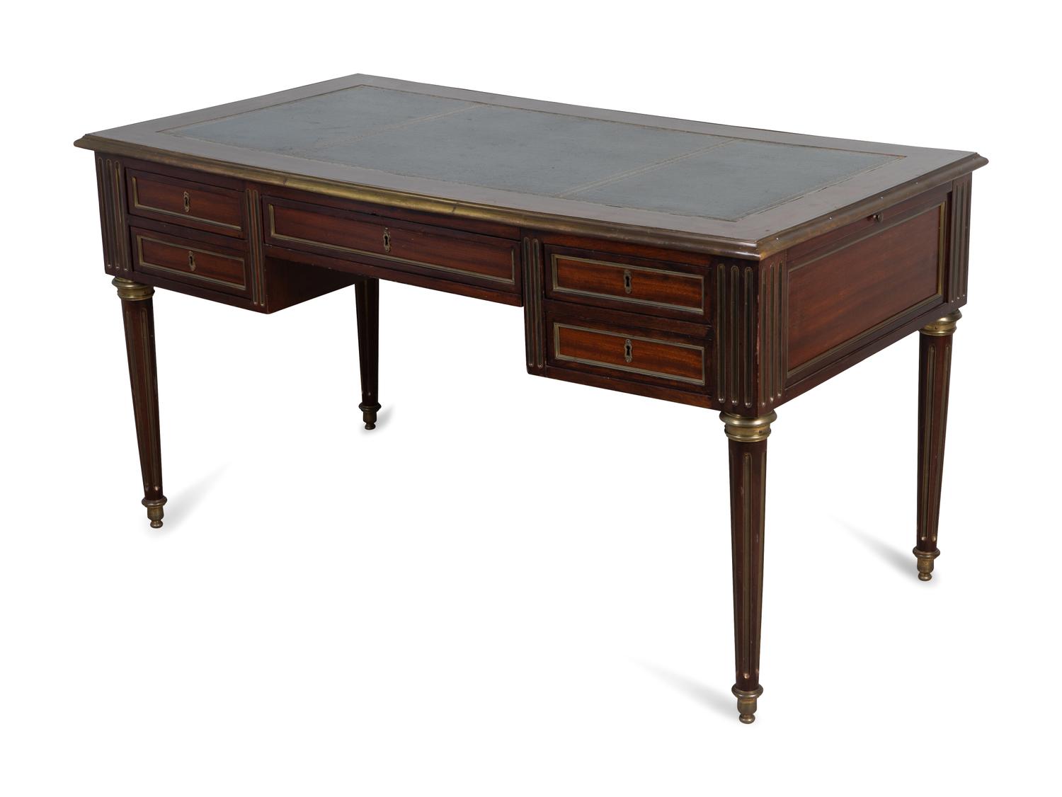 A Directoire Style Brass-Mounted Mahogany Bureau Plat — EARLY 20TH CENTURY