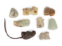 A Group of Eight Chinese Carved Hardstone Ornaments — 19TH/20TH CENTURY
