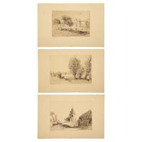 Edgar Chahine (French, 1874-1947) — Set of 3 Landscapes