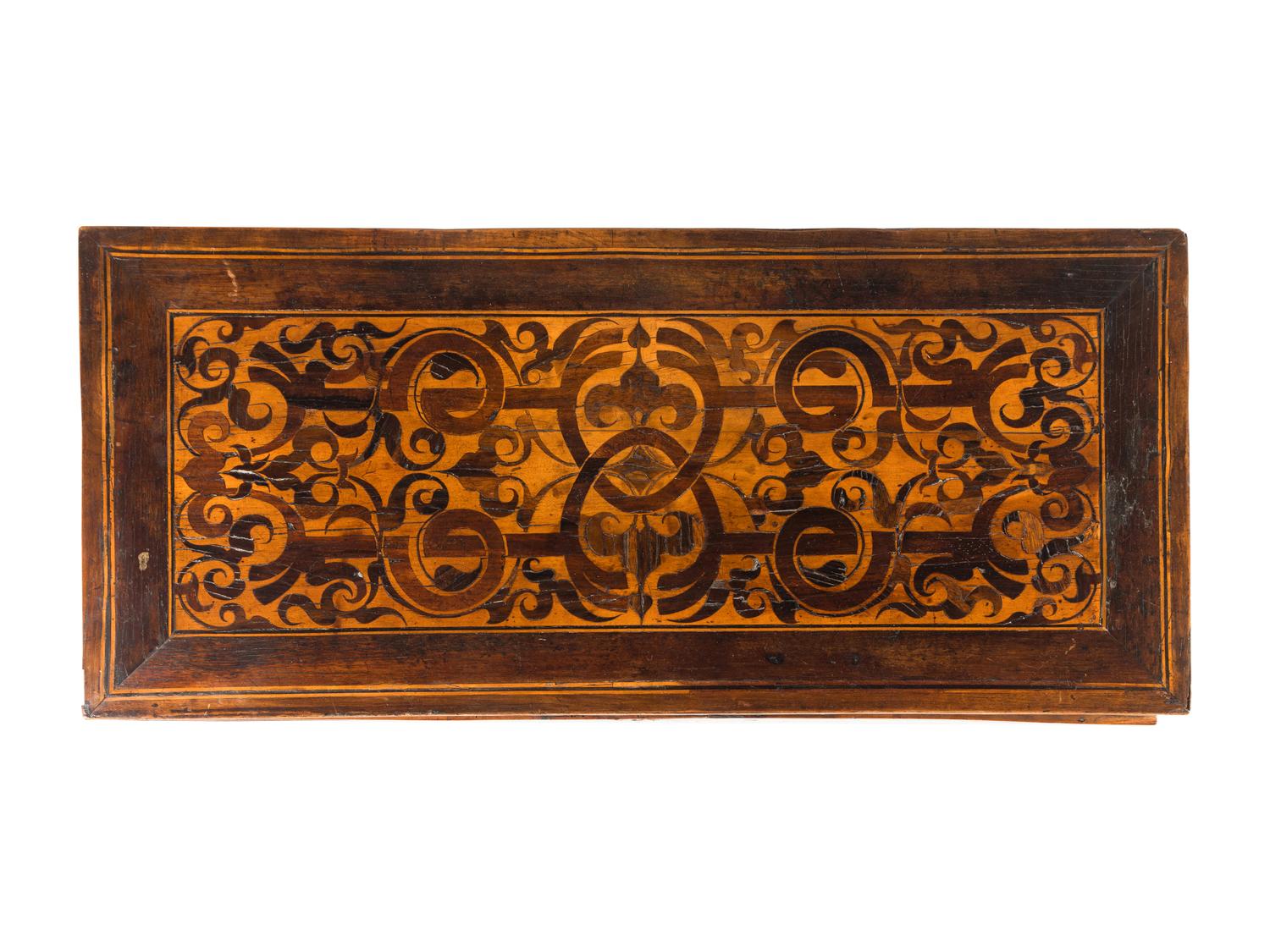A German Marquetry and Walnut Table Cabinet