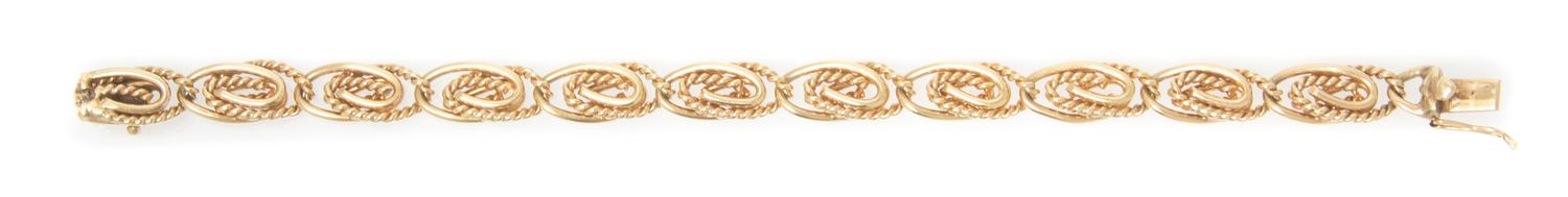A 14 Karat Yellow Gold Bracelet, 17.70 dwts.