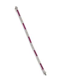 WHITE GOLD, SYNTHETIC RUBY, AND DIAMOND LINE BRACELET