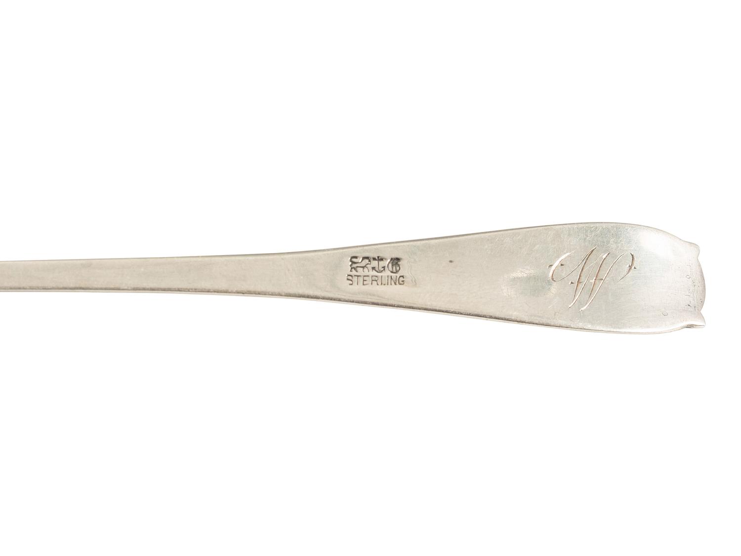 An Early Gorham Silver Olive Spoon and Seafood Forks