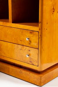 A Pair of Art Deco Style Burlwood Bedside Tables