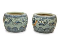Pair of Chinese Blue and White Porcelain Jardinieres