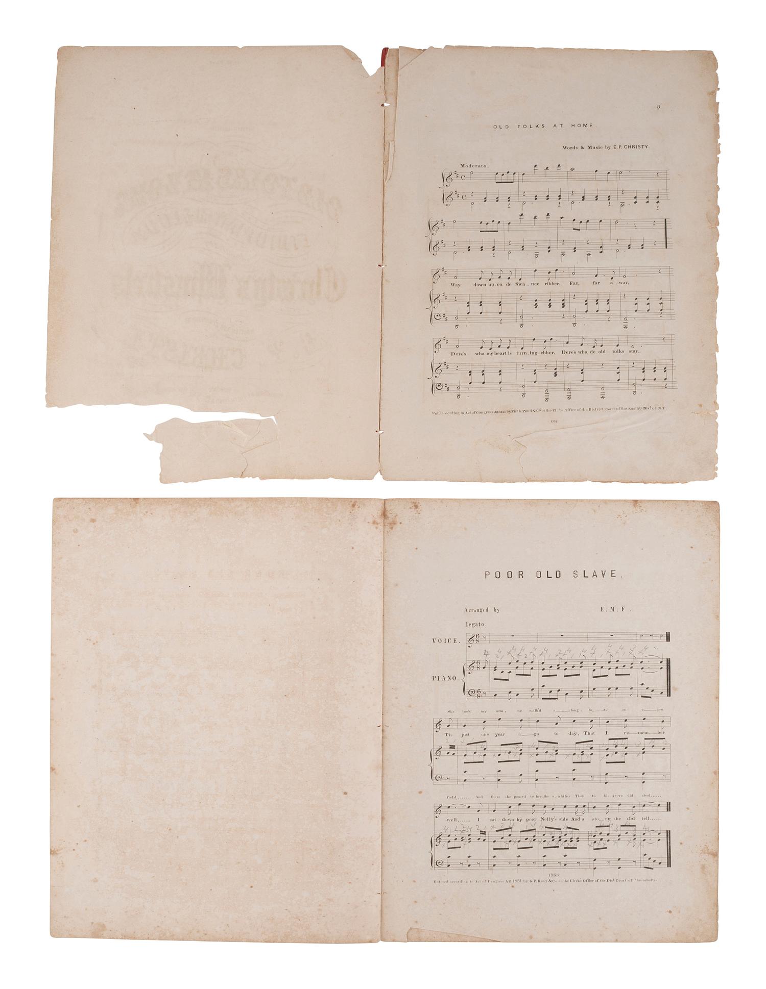 [AFRICAN AMERICANA]. Print ephemera related to enslavement and racism, comprising: