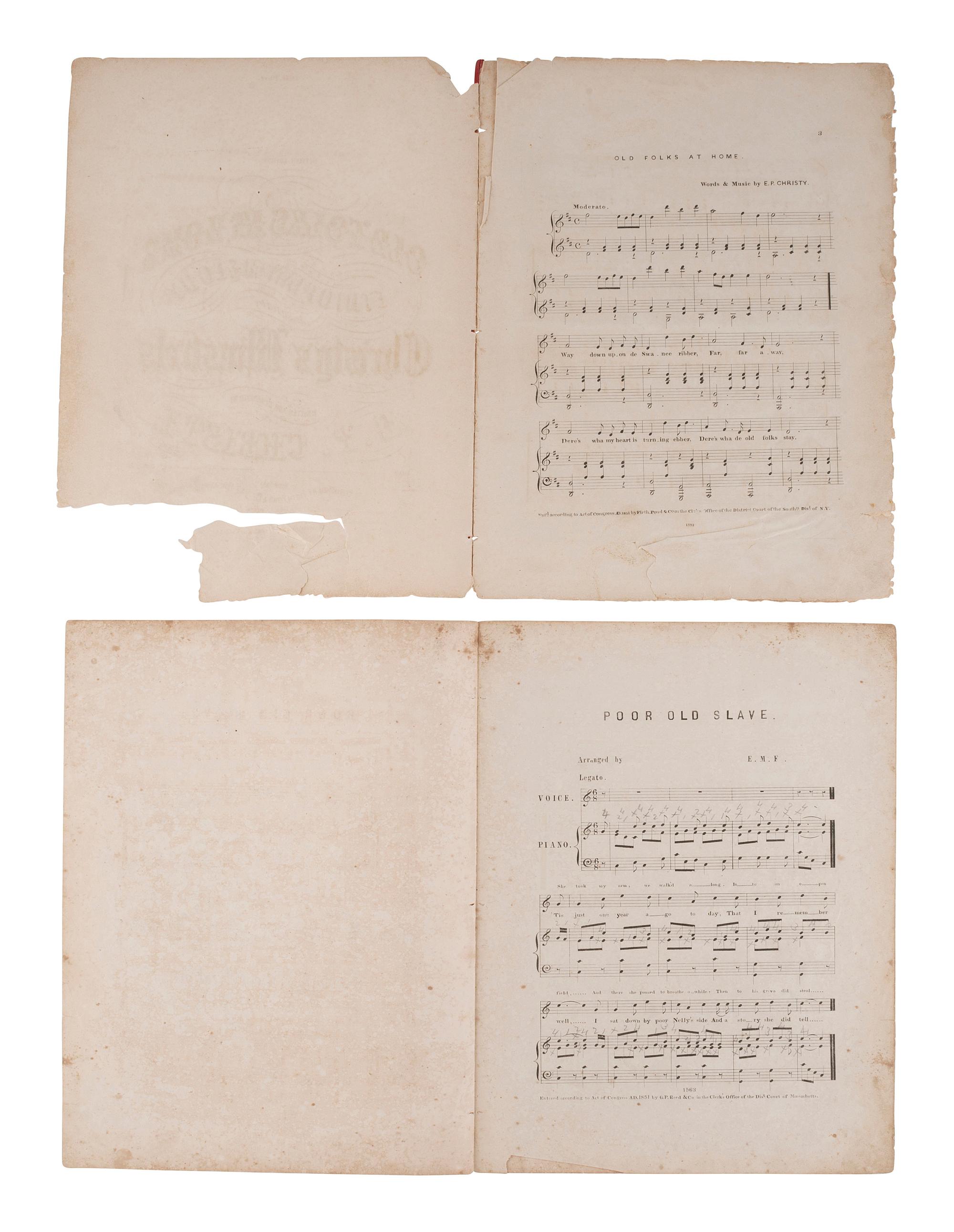 [AFRICAN AMERICANA]. Print ephemera related to enslavement and racism, comprising: