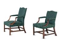 Two George III Style Mahogany Library Chairs