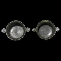 An Associated Pair of Chinese Spinach Green Jade Archaistic Censers, Gui 碧玉仿古紋簋一對