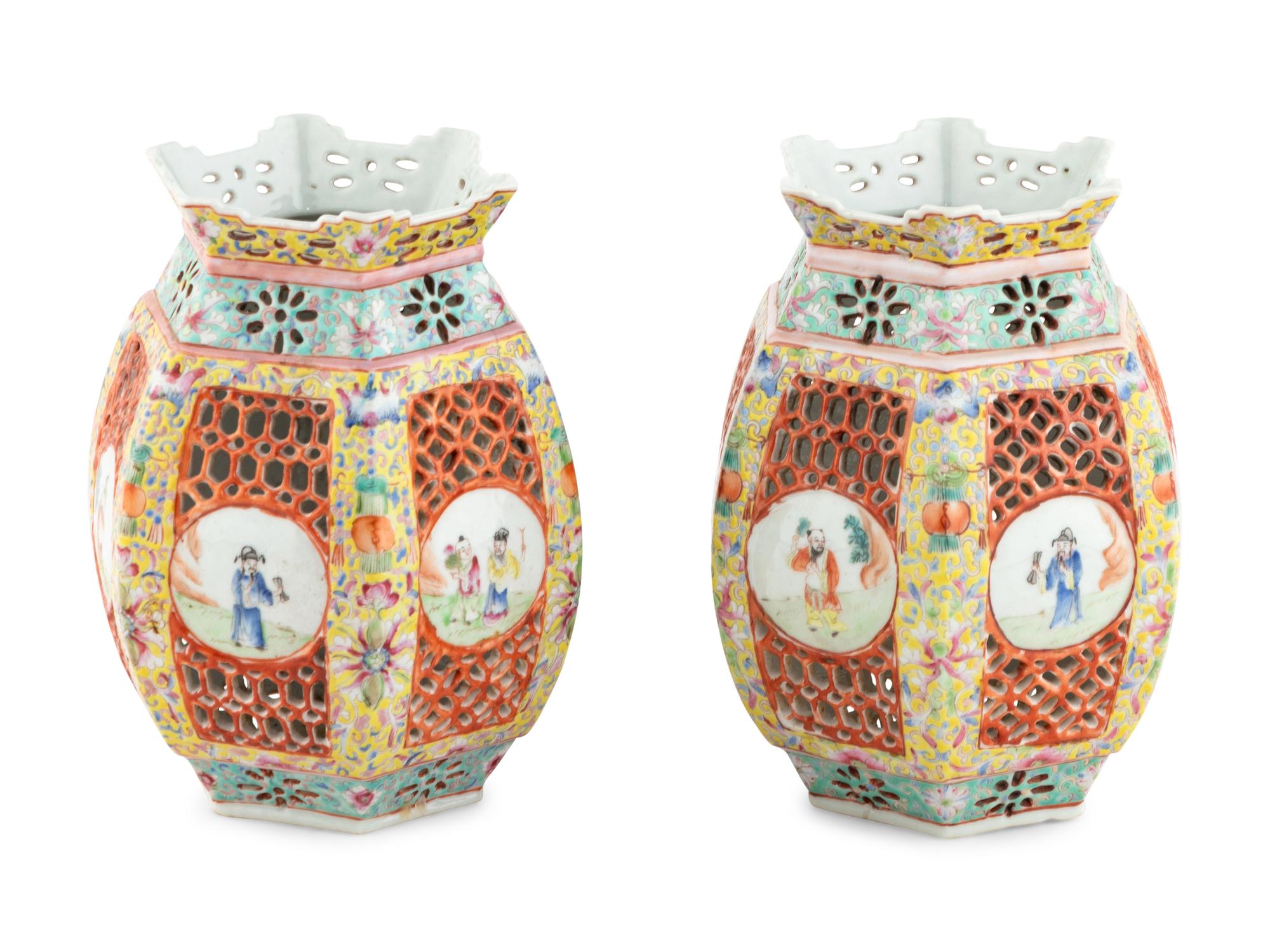 A Pair of Chinese Export Porcelain Lanterns