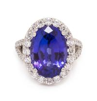 A Platinum, Tanzanite and Diamond Ring, 11.00 dwts.