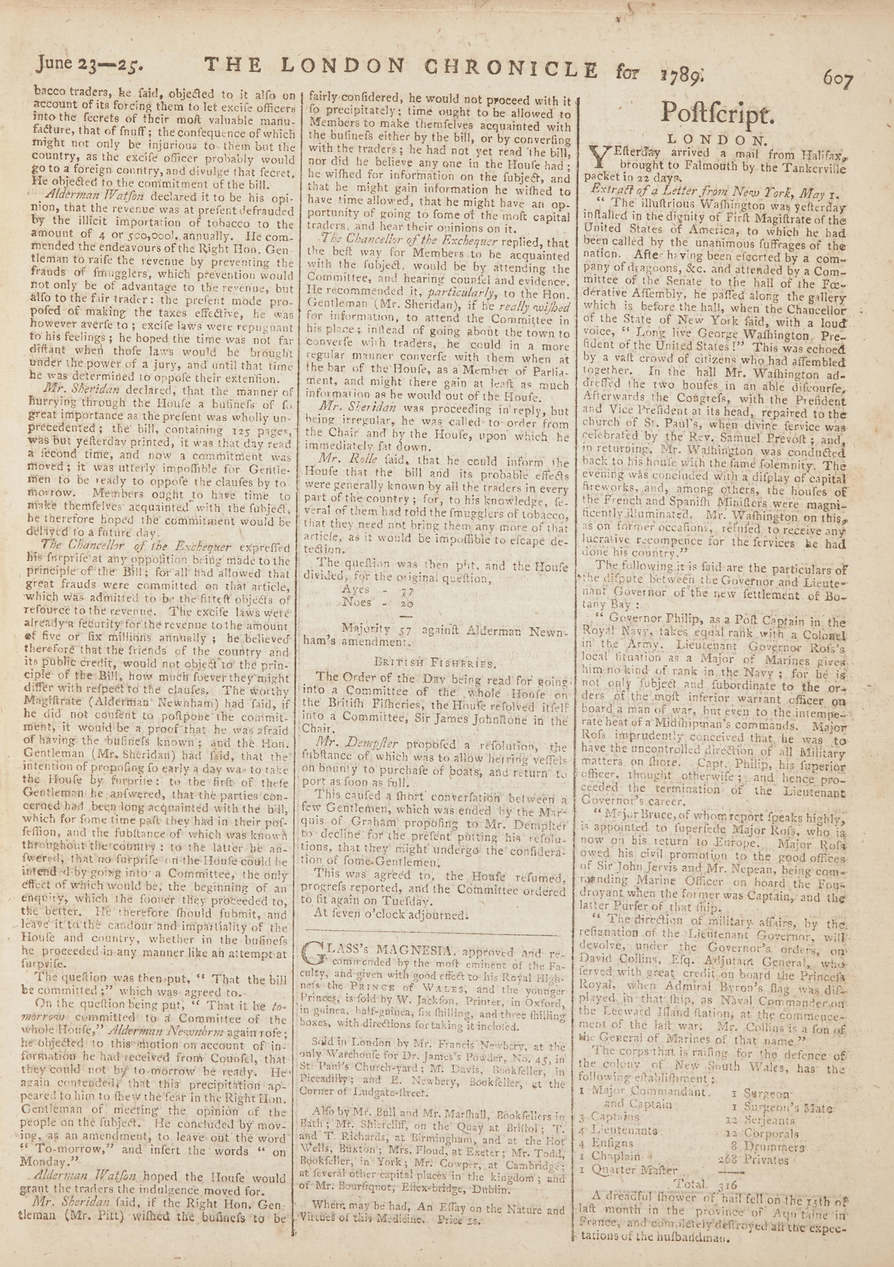 *[Washington, George] Announcing the Inauguration of George Washington as the First President of the United States