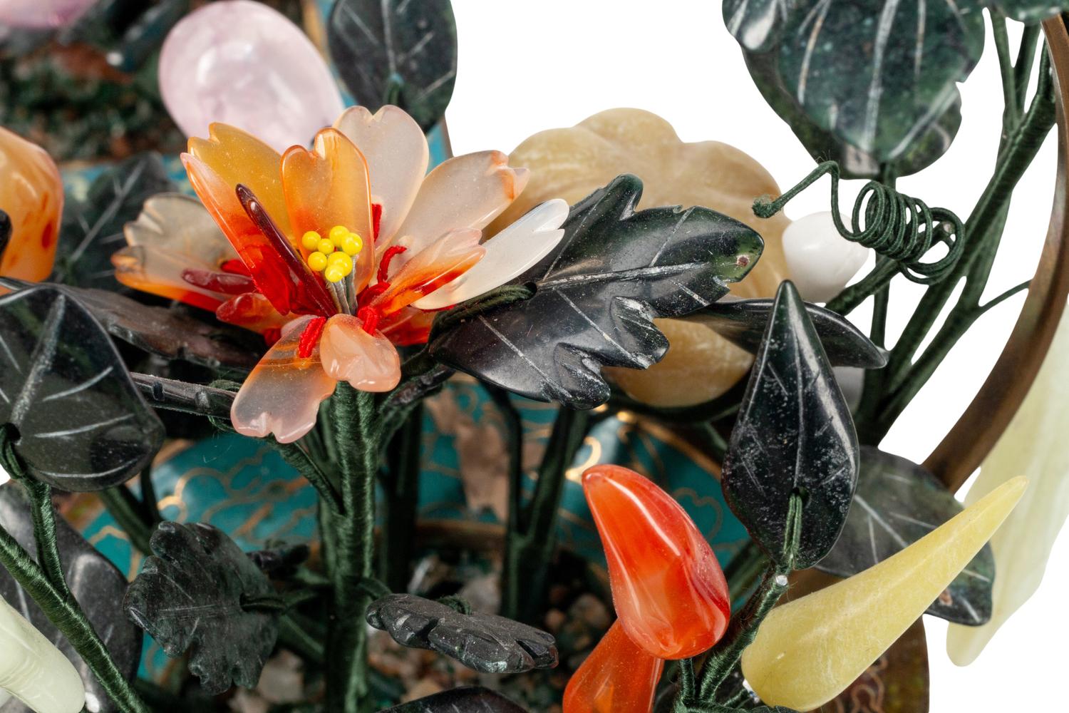Six Pairs of Chinese Hardstone Models of Flowering Trees