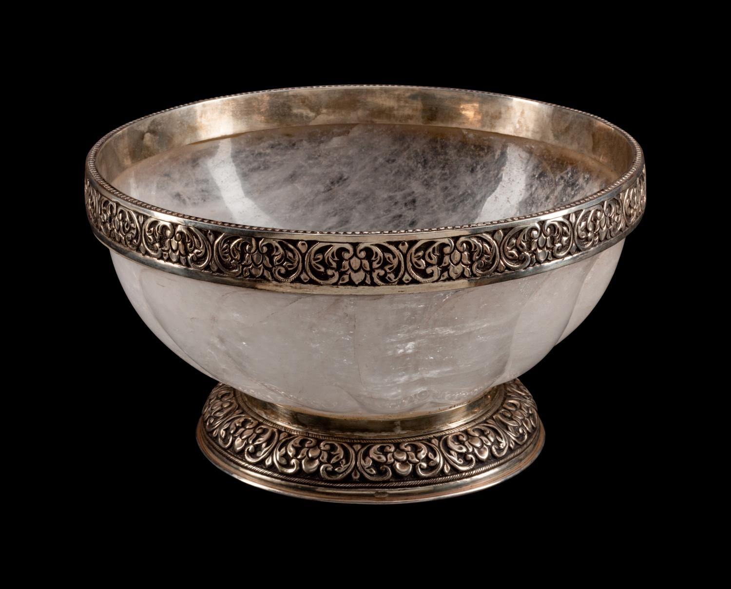 A Silver-Mounted Rock Crystal Bowl