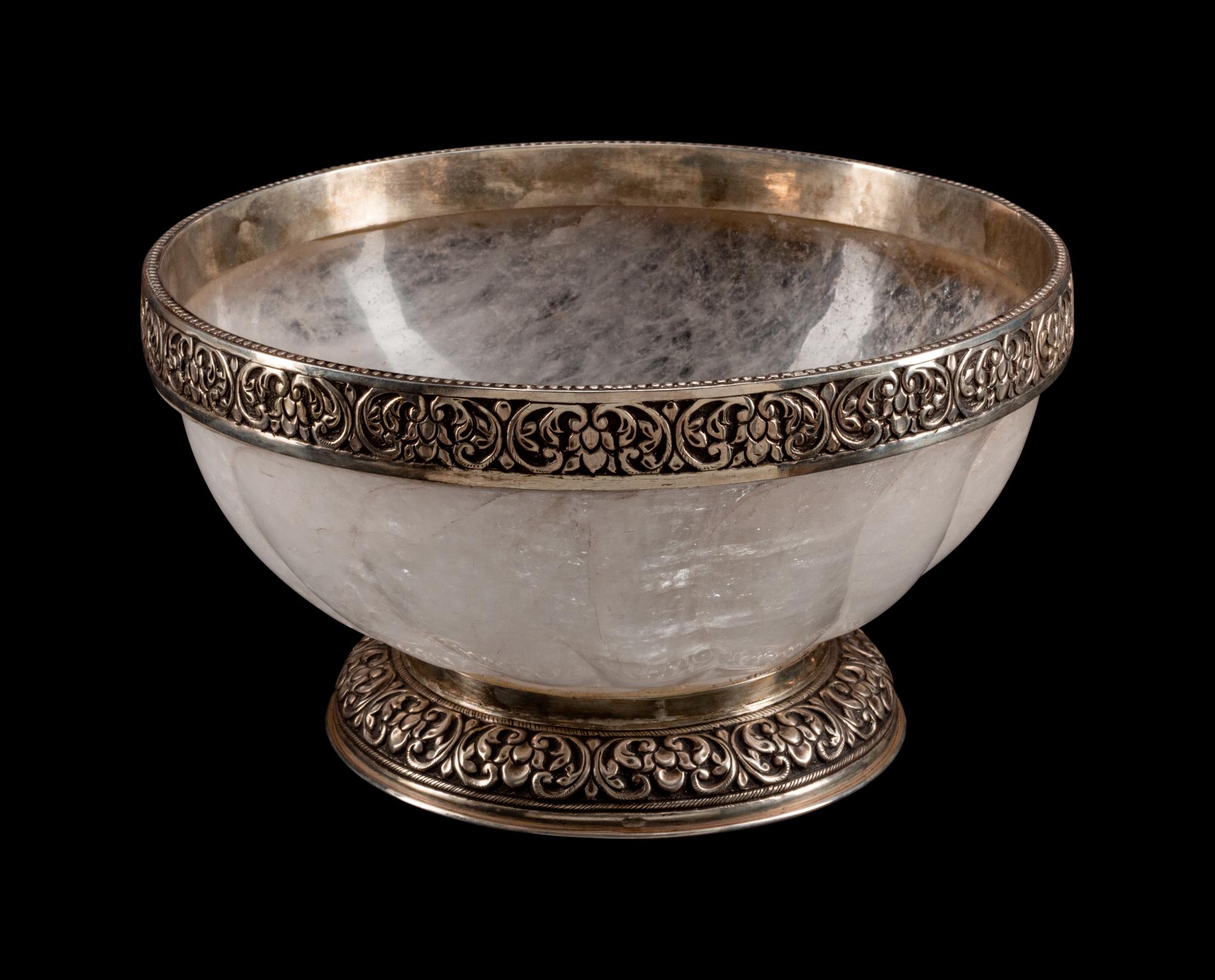 A Silver-Mounted Rock Crystal Bowl