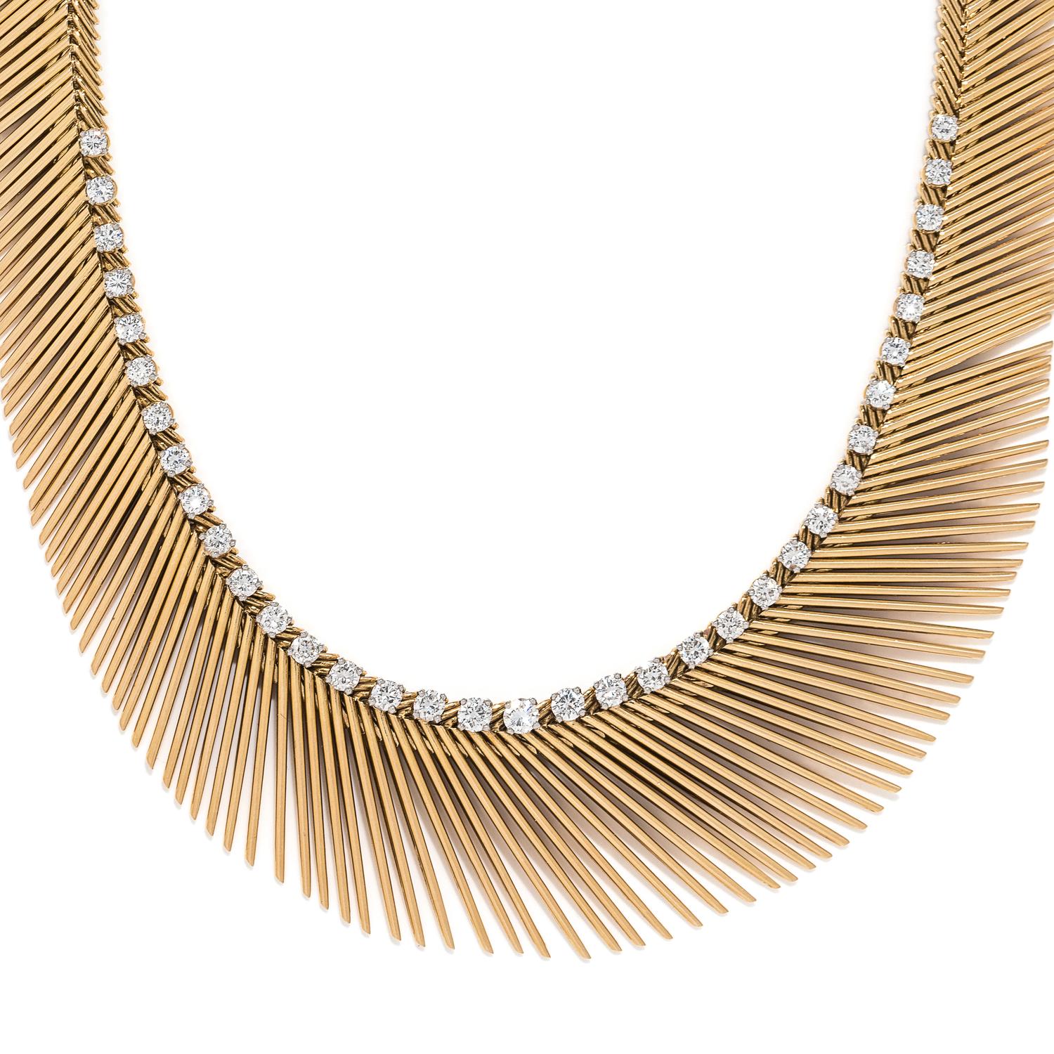 VAN CLEEF & ARPELS, YELLOW GOLD AND DIAMOND 'CHEVEUX D'ANGE' NECKLACE