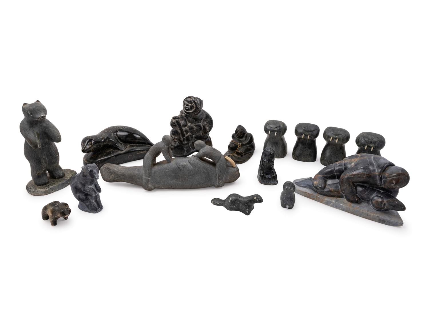 A Collection of Inuit Carved Stone Figures