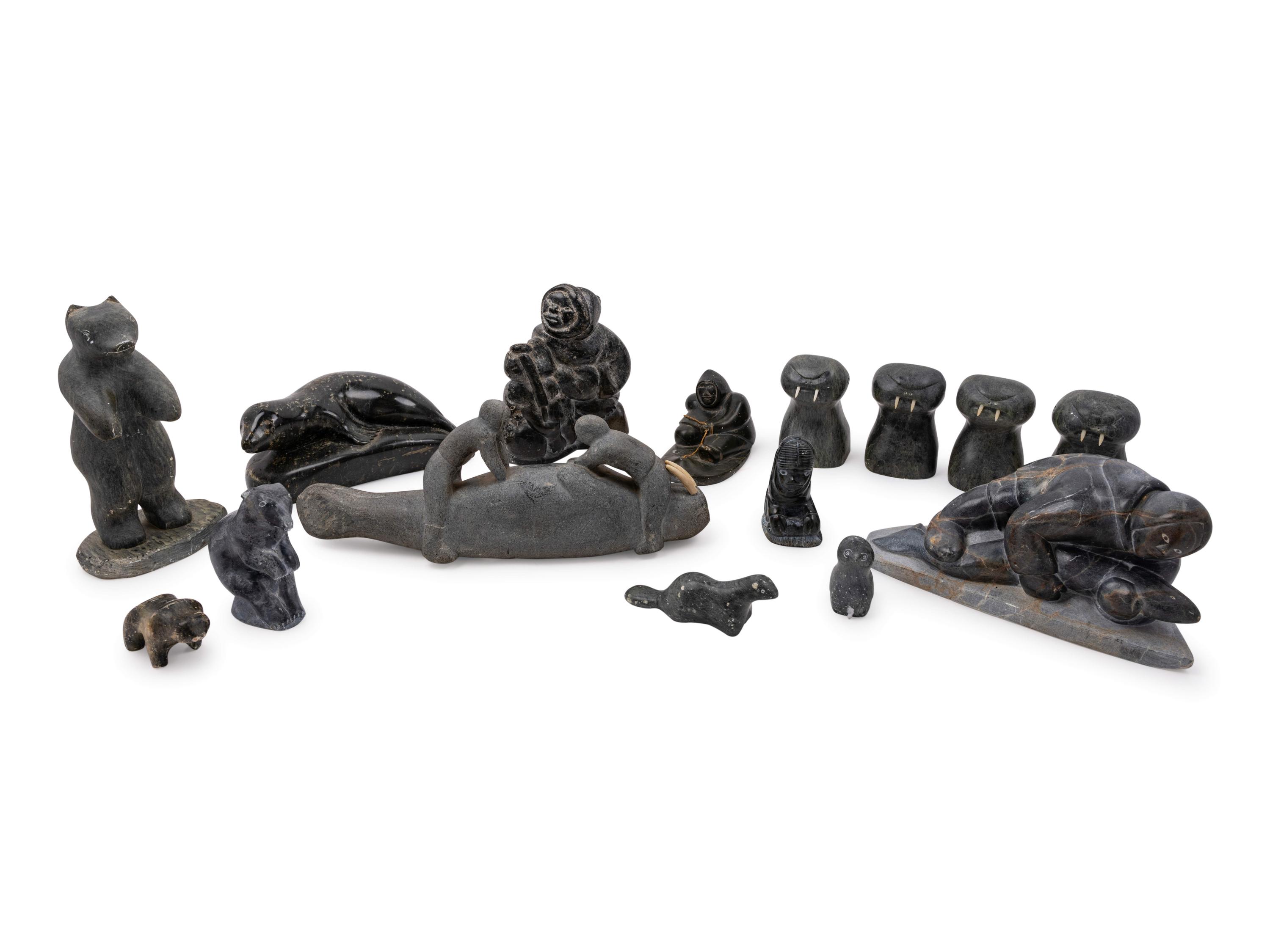 A Collection of Inuit Carved Stone Figures