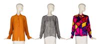 Three Designer Blouses by Gianfranco Ferré , Yves Saint Laurent, and Thierry Mugler, 1980-90s
