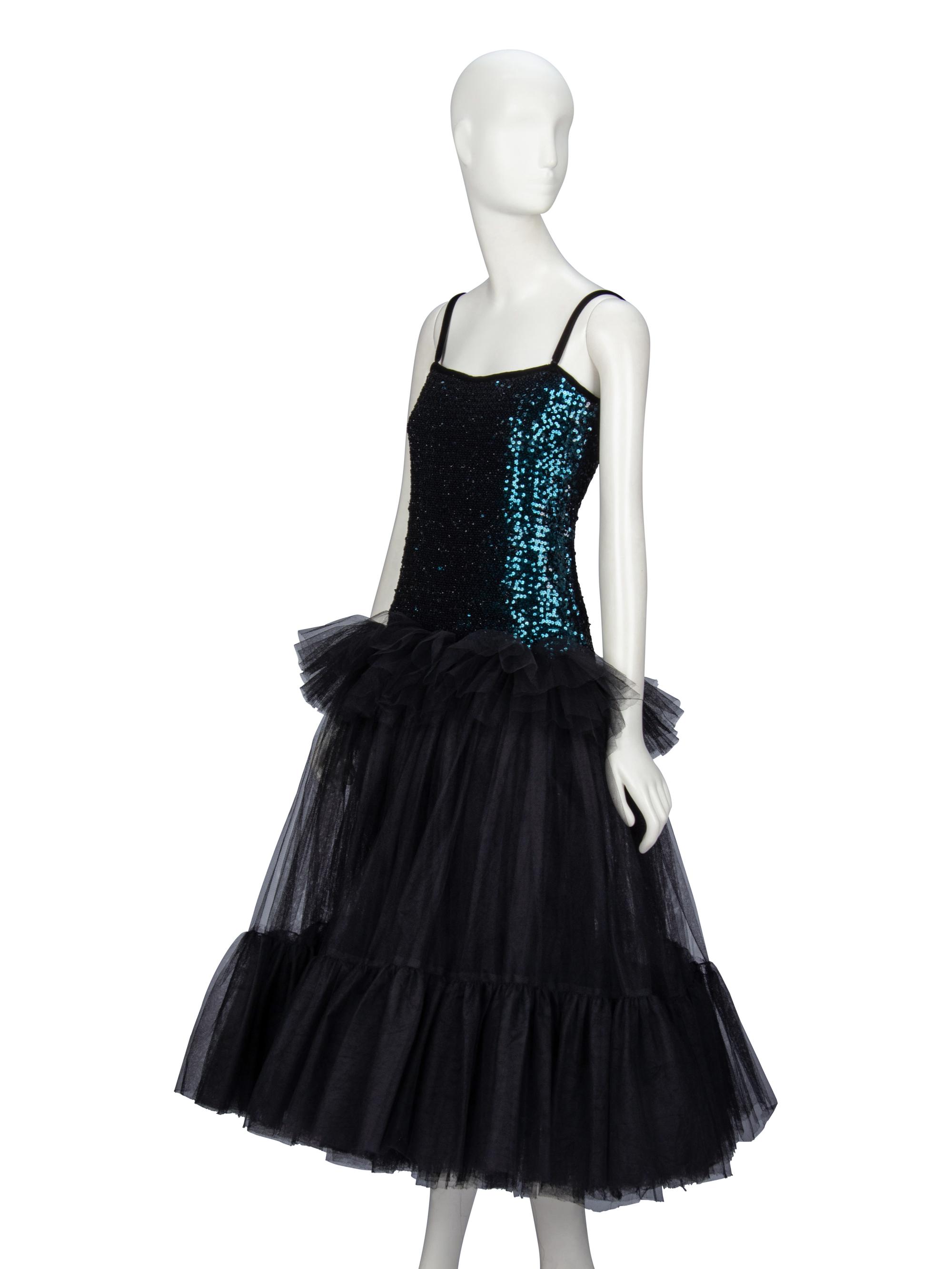 Saint Laurent Rive Gauche, Sequin & Tulle Cocktail Dress, 1983