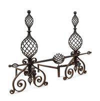 A Pair of Continental Iron Baluster-Twist Andirons