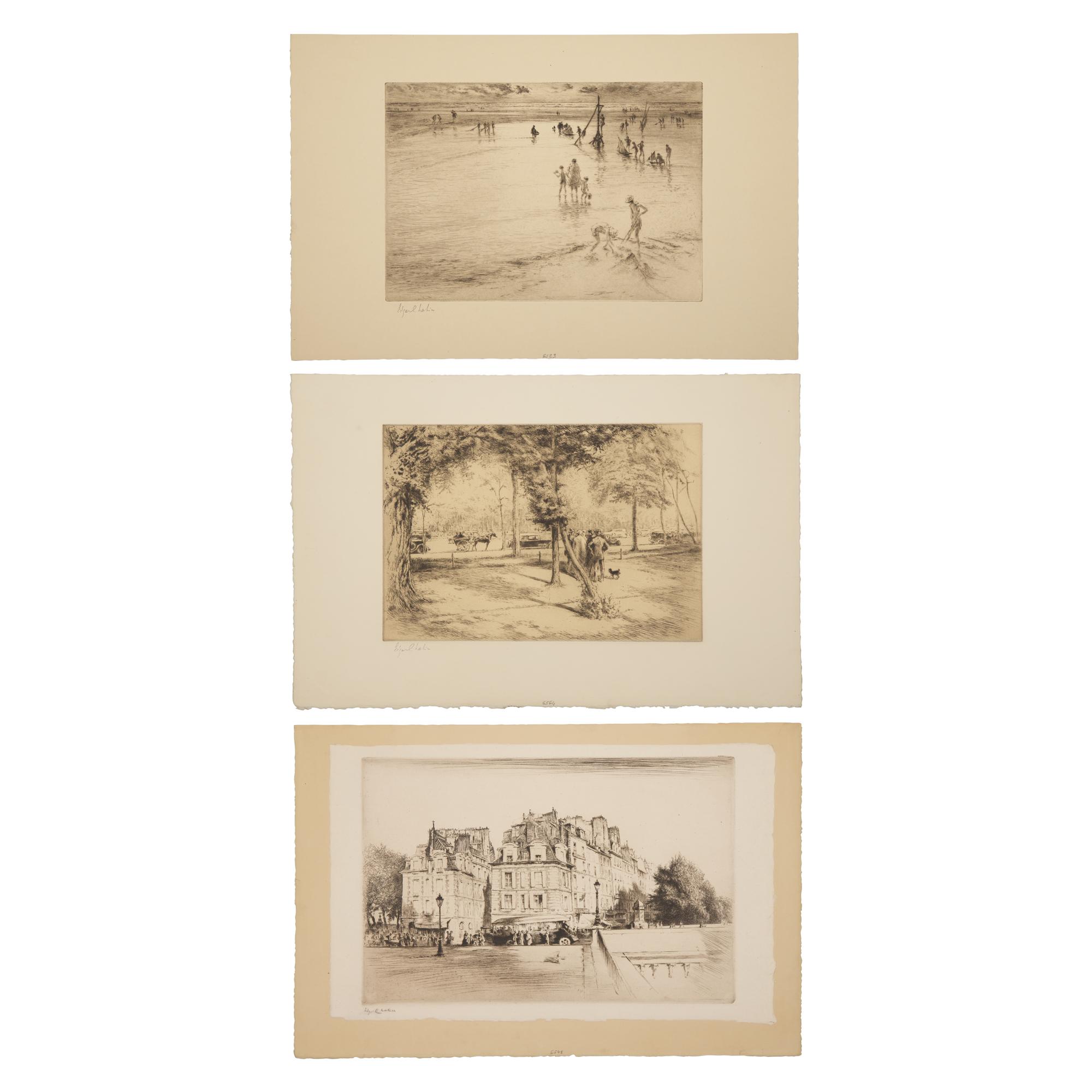 Edgar Chahine (French, 1874-1947) — Les Maisons du Pont Neuf; Together with Two Works (3)