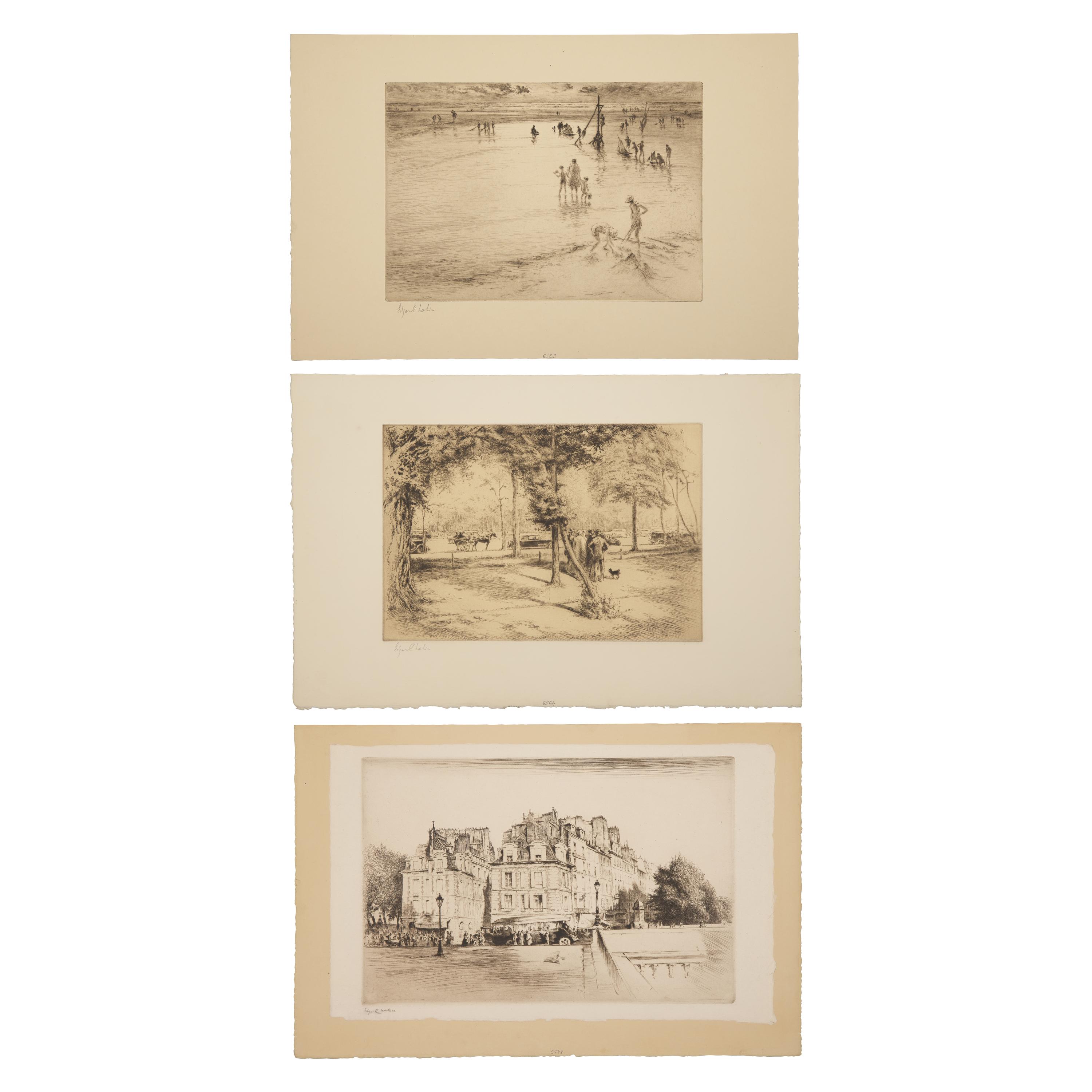 Edgar Chahine (French, 1874-1947) — Les Maisons du Pont Neuf; Together with Two Works (3)