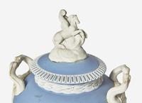 A Wedgwood Blue Jasperware 'Apotheosis of Virgil' Covered Vase