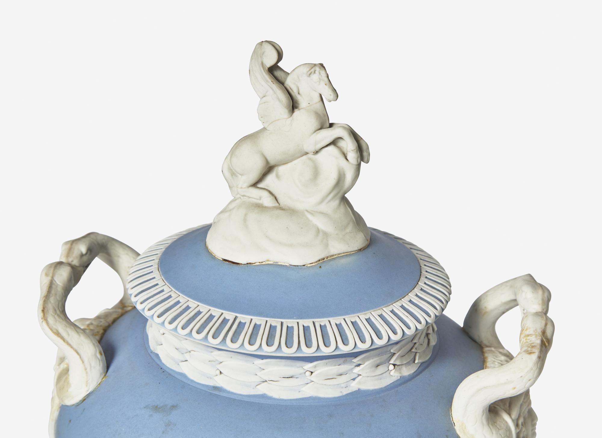 A Wedgwood Blue Jasperware 'Apotheosis of Virgil' Covered Vase