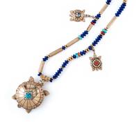 14K Gold Turtle Locket Necklace with Inlay