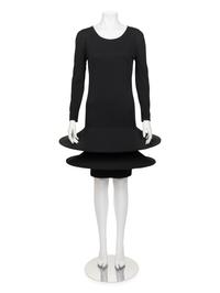 Unlabeled Haute Couture Double Hooped Skirt Knit Dress, Attributed to Pierre Cardin, 1990-2000s