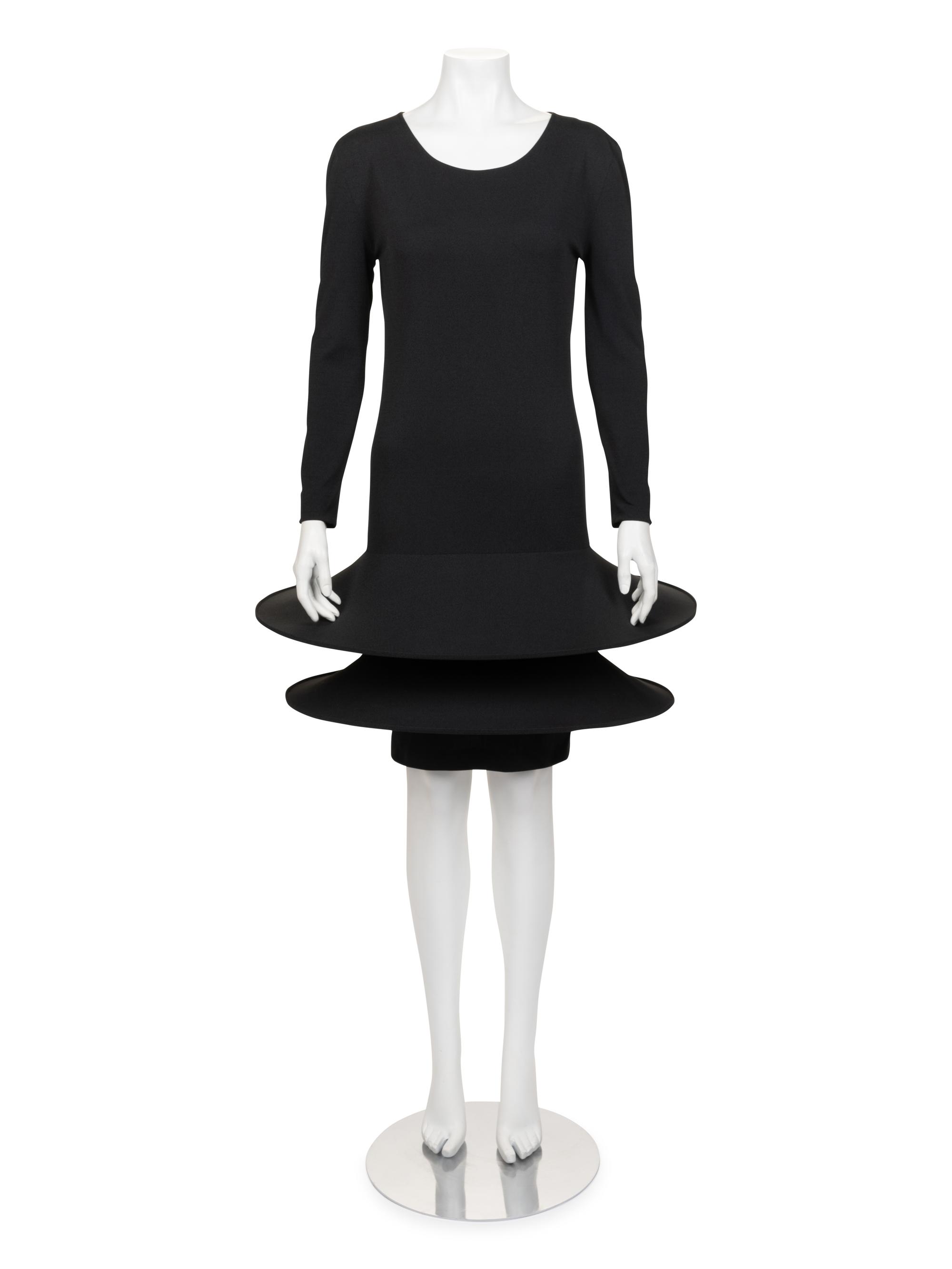 Unlabeled Haute Couture Double Hooped Skirt Knit Dress, Attributed to Pierre Cardin, 1990-2000s