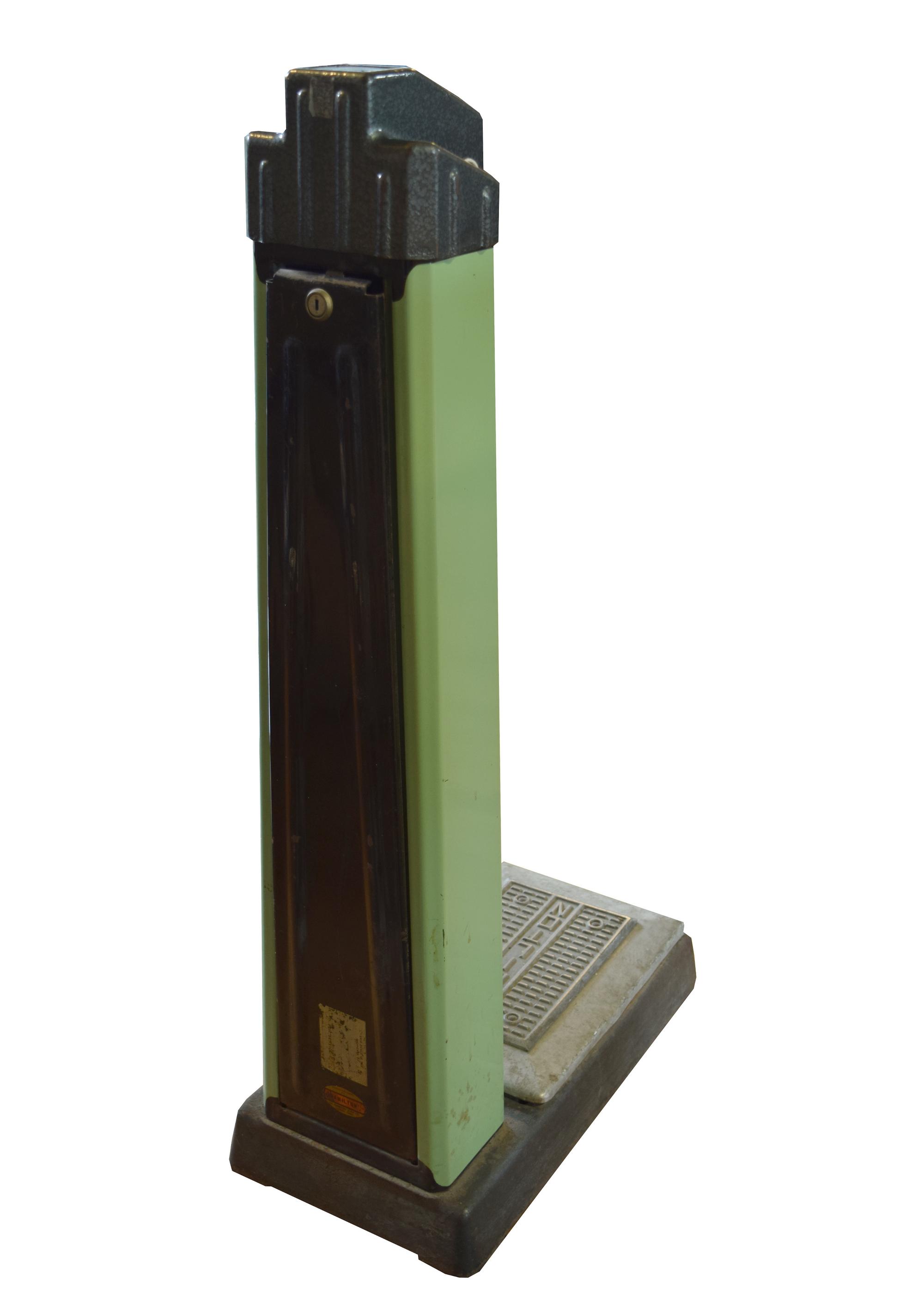 An Art Deco Stand-Up Scale 11" W x 21.5" D x 40.5" H — United States, Circa 1920