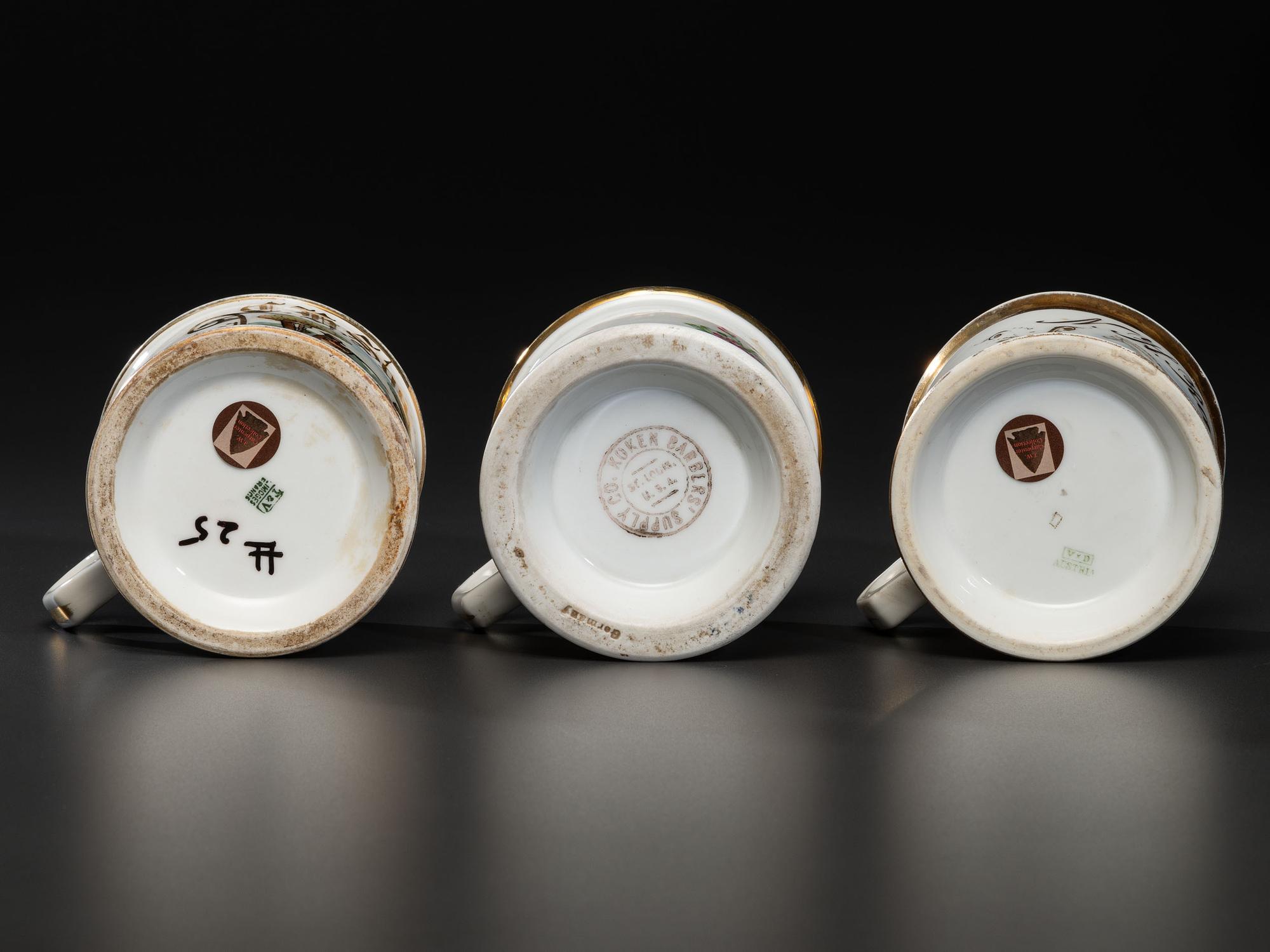 Three Porcelain Occupational Shaving Mugs