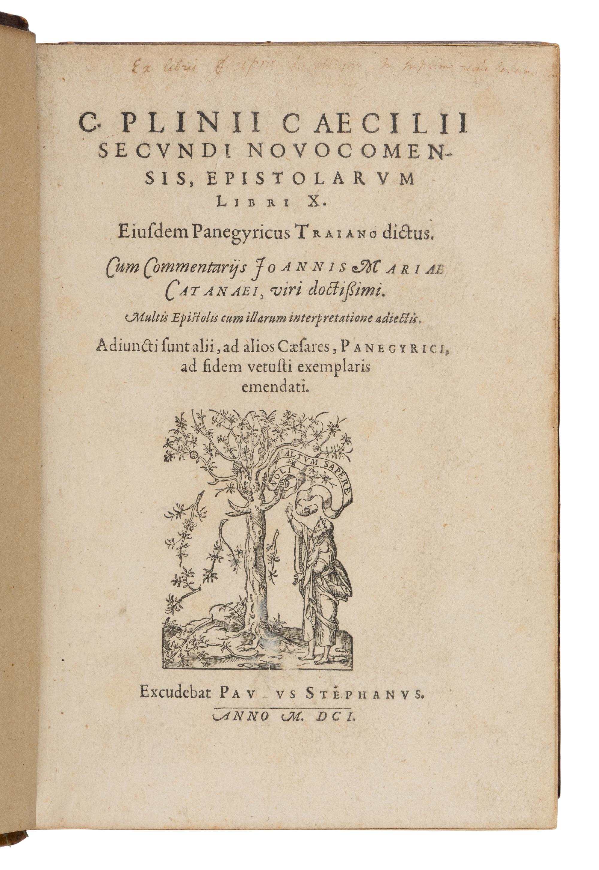 [Early Printing] Pliny the Younger. C. Plinii Caecilii Secundi Novocomensis, Epistolarum Libri X