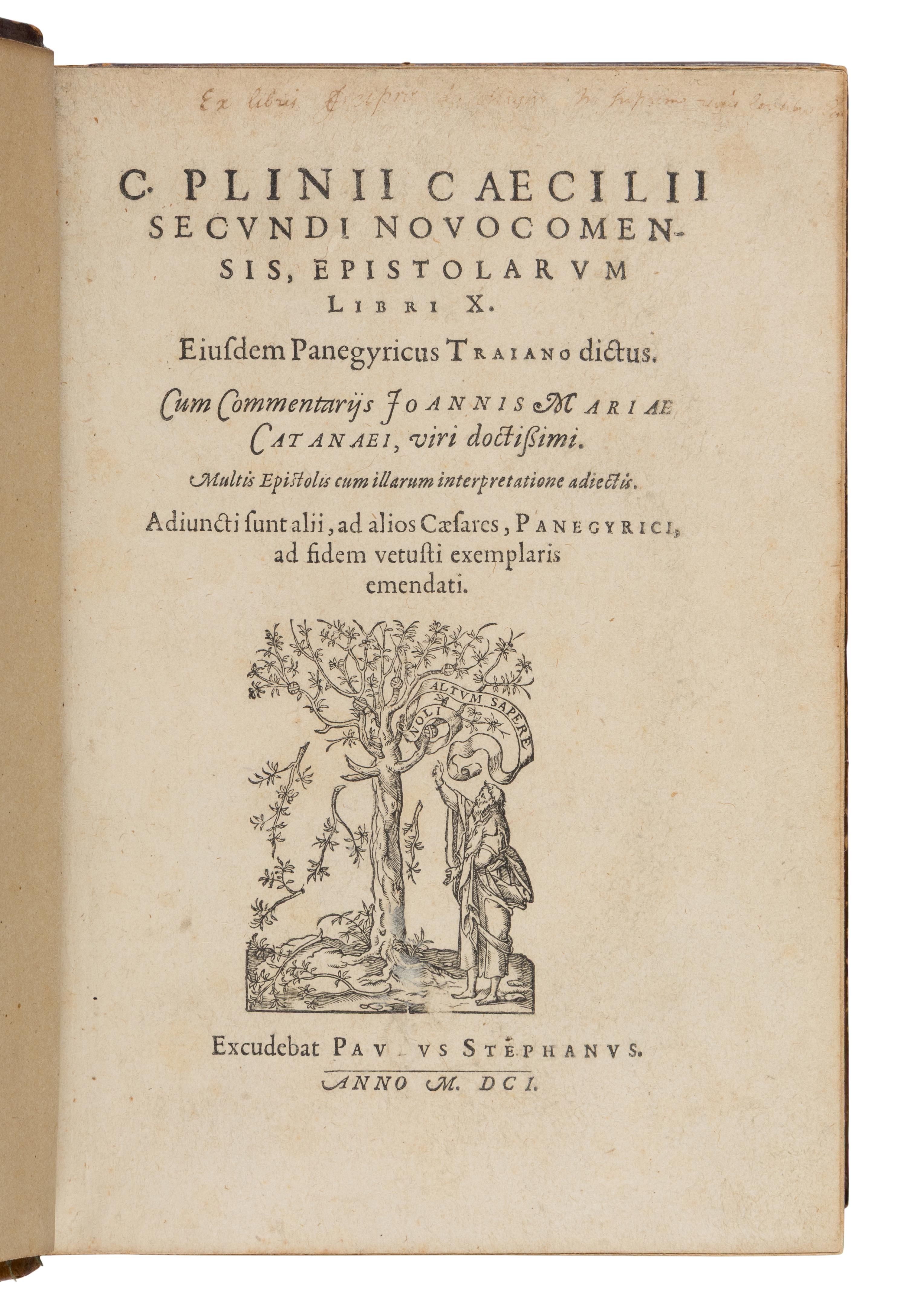 [Early Printing] Pliny the Younger. C. Plinii Caecilii Secundi Novocomensis, Epistolarum Libri X