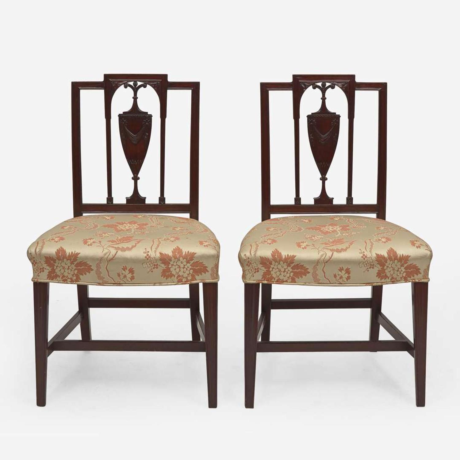 A pair of Federal carved mahogany square-back side chairs Philadelphia, PA, circa 1800