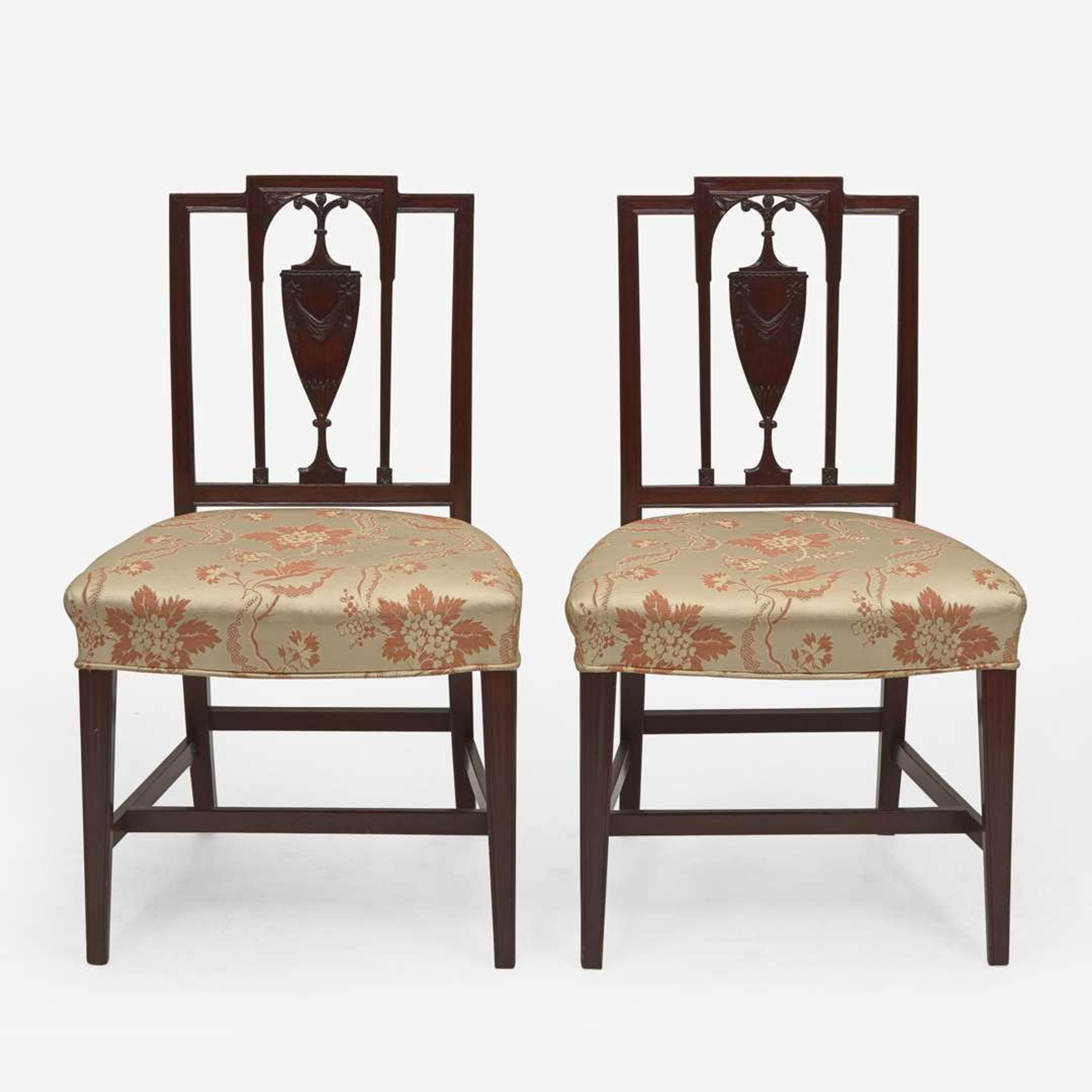 A pair of Federal carved mahogany square-back side chairs Philadelphia, PA, circa 1800
