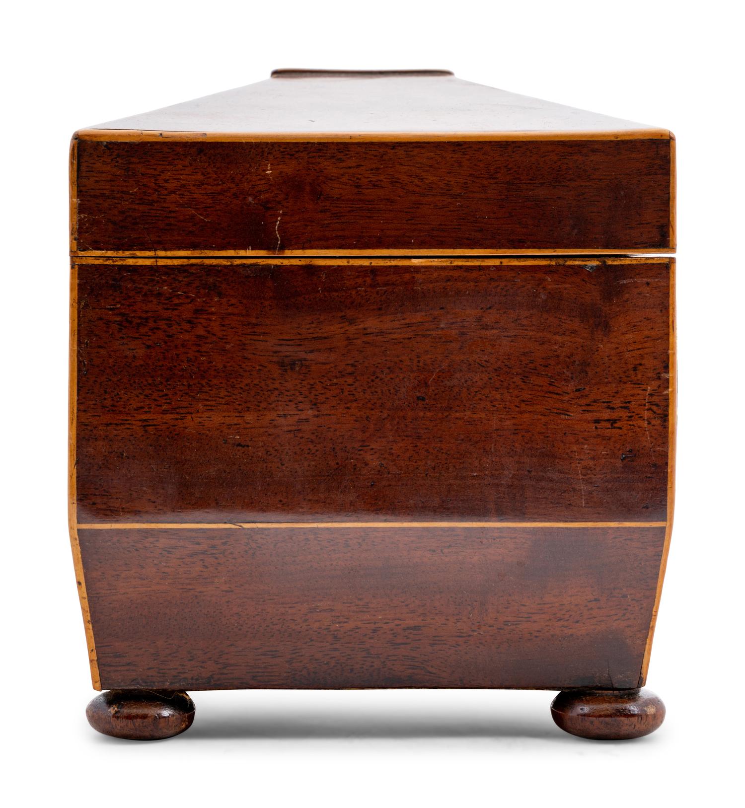 A Regency Mahogany and Satinwood Tea Caddy