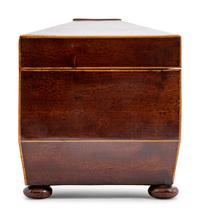 A Regency Mahogany and Satinwood Tea Caddy