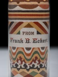 An Andrew Clemens (American, 1857-1894) Labeled Sand Bottle with Percheron Horse