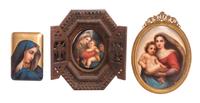 Three Continental Porcelain Plaques Height of tallest overall 6 1/2 inches.